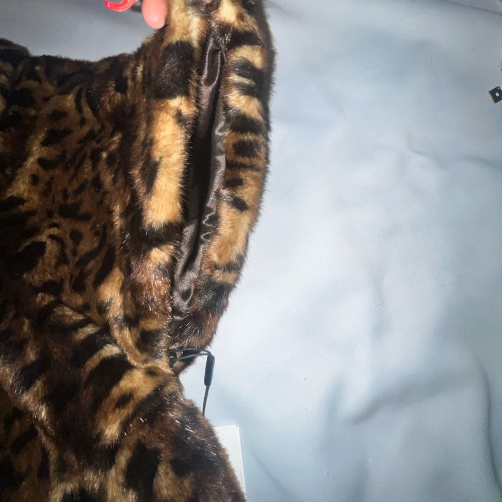 Calvin Klein Leopard Faux Fur Cape Jacket Y2K Cottagecore Boho Small NWT - Picture 8 of 11